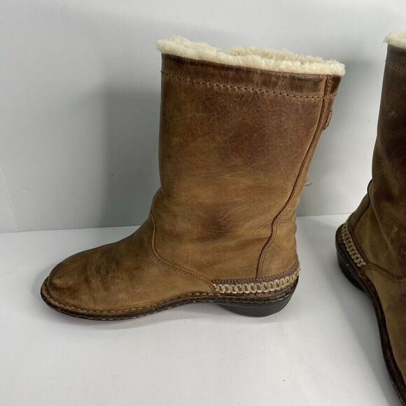 Ugg Kona 5156 Boots Women’s Size 7 Chestnut Suede Leather Shearling Toggle Boots - Picture 6 of 9